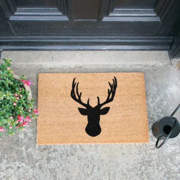 Stags Head Doormat Black