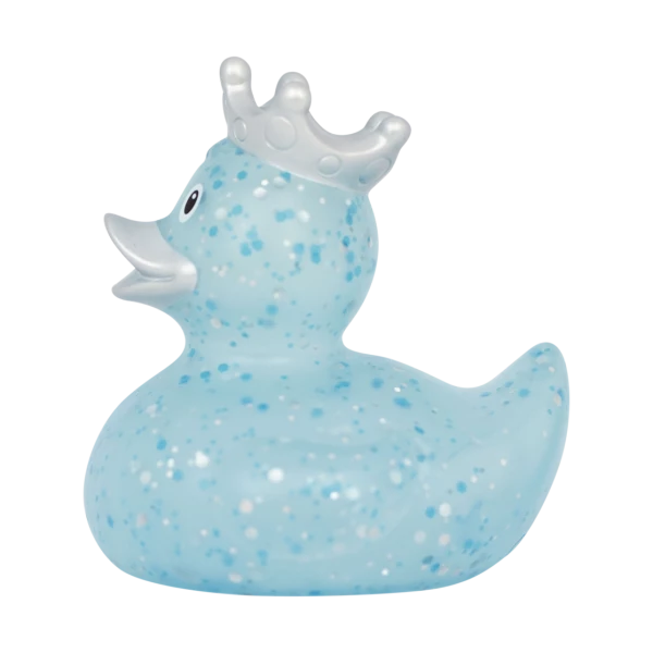 Blue Glitter Crown Rubber Duck