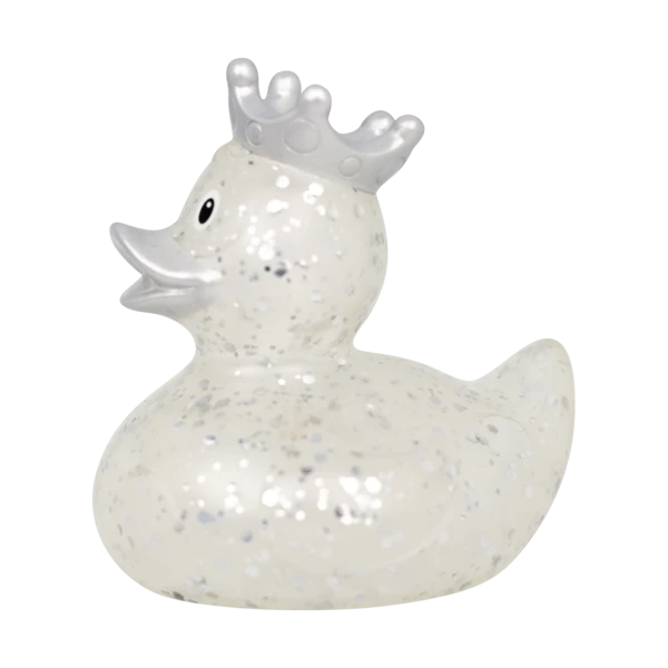 Silver Glitter Crown Rubber Duck