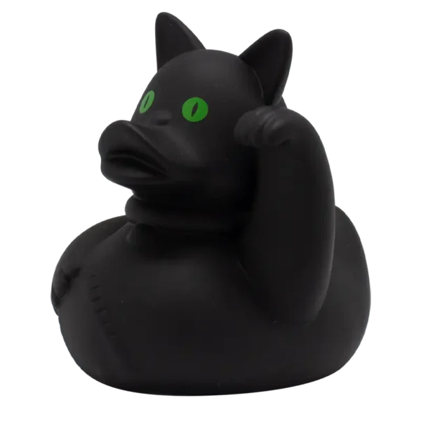 Black Lucky Cat Rubber Duck