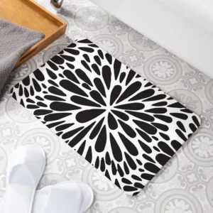 Black Petals Stone Bath Mat