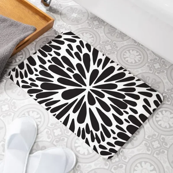 Black Petals Stone Bath Mat