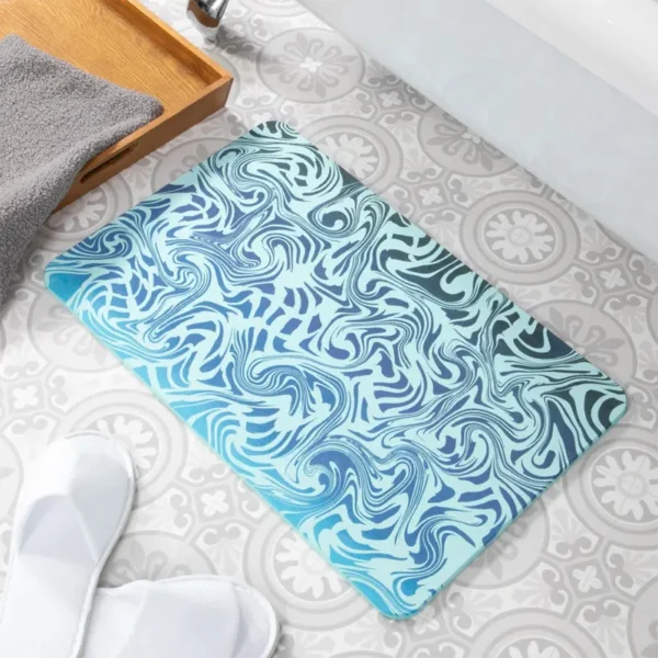 Blue Swirls Stone Bath Mat