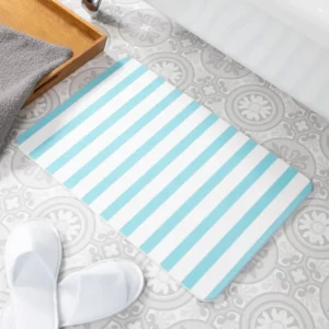 Blue & White Stripe Stone Bath Mat