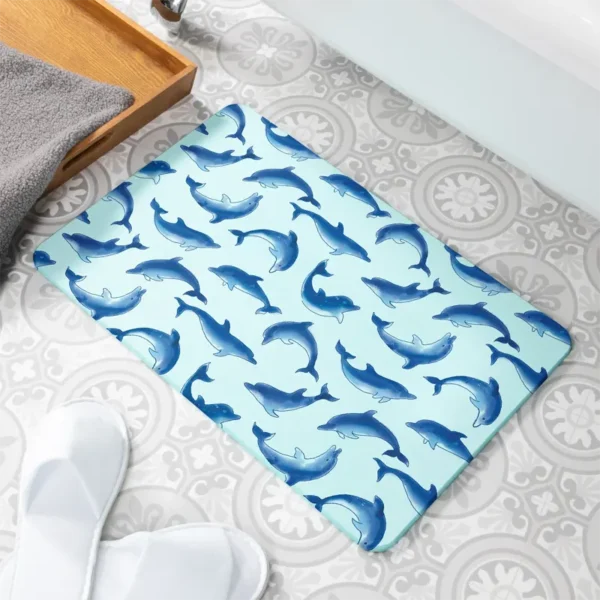 Dolphins Blue Stone Bath Mat