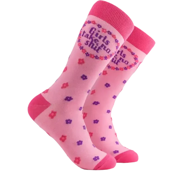 Girls Take No Shit Pink Socks