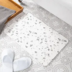 Grey Terrazzo Stone Bath Mat