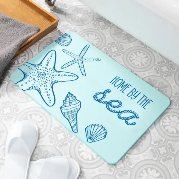 Home by the Sea Blue Stone Bath Mat