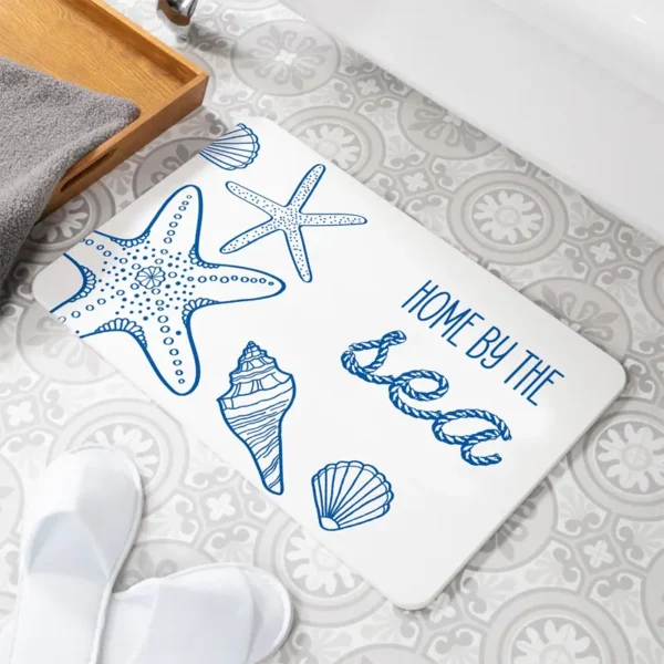 Home by the Sea White Stone Bath Mat