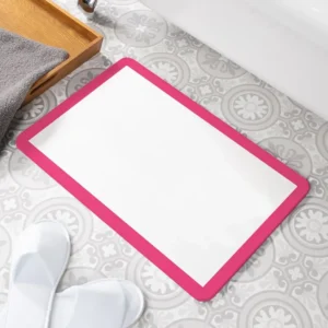 Pink Border Stone Bath Mat