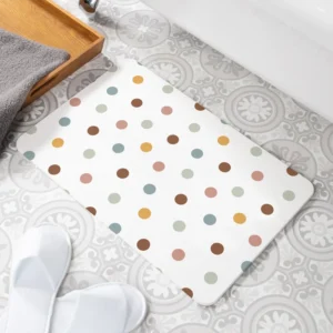 Polka Dot White Stone Bath Mat