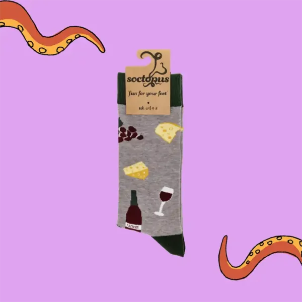 Soctopus Cheese and Wine Socks