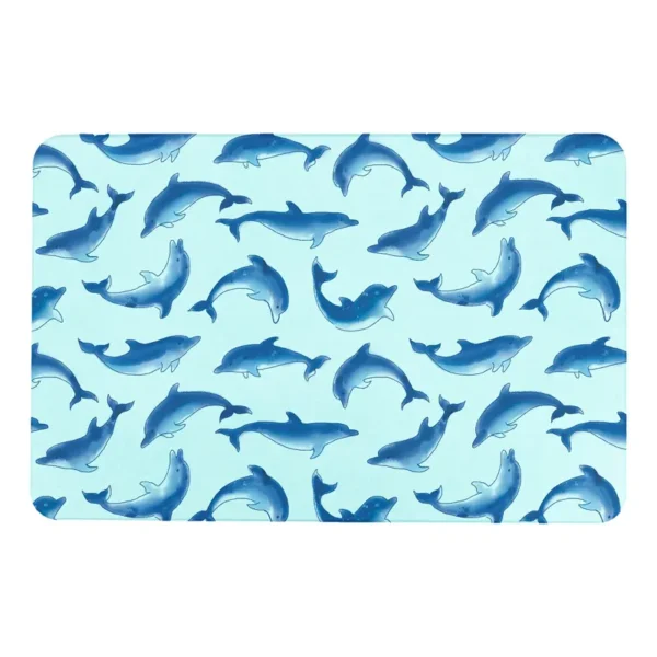 Stone Bath Mat Dolphins Blue