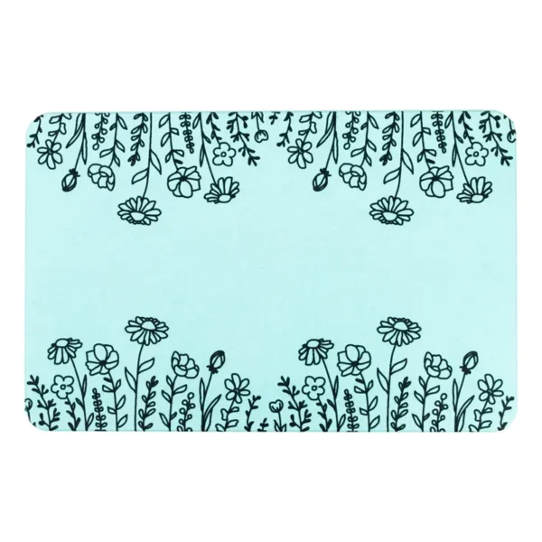 Stone Bath Mat Flower Border Blue