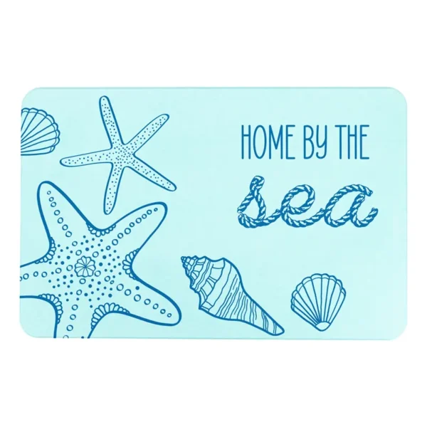 Stone Bath mat Home by the Sea Blue