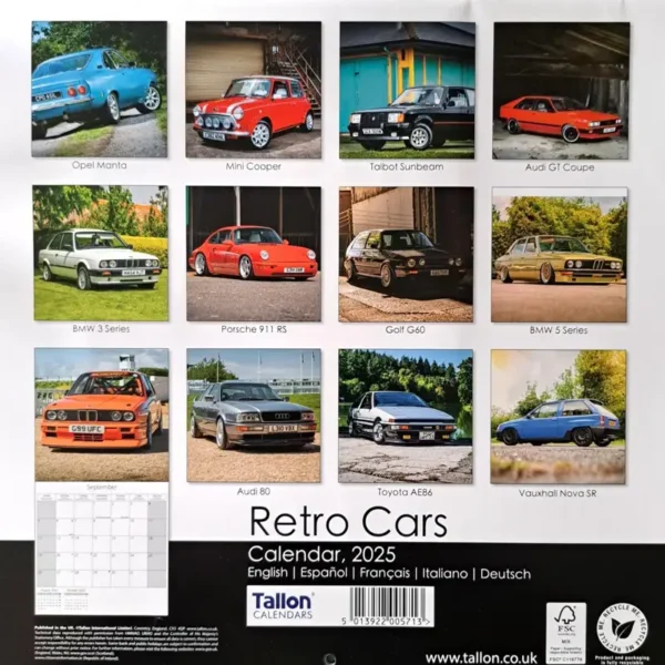 2025 Calendar Retro Cars