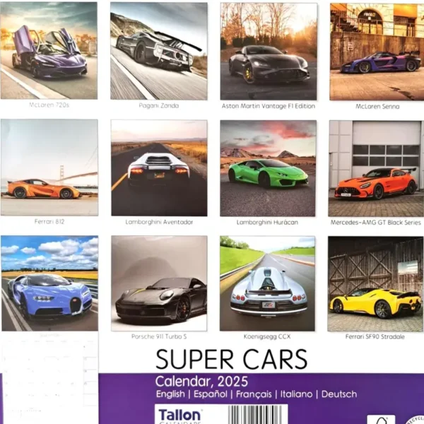 2025 Calendar Super Cars