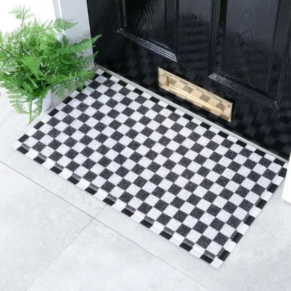 Black Checkerboard Doormat