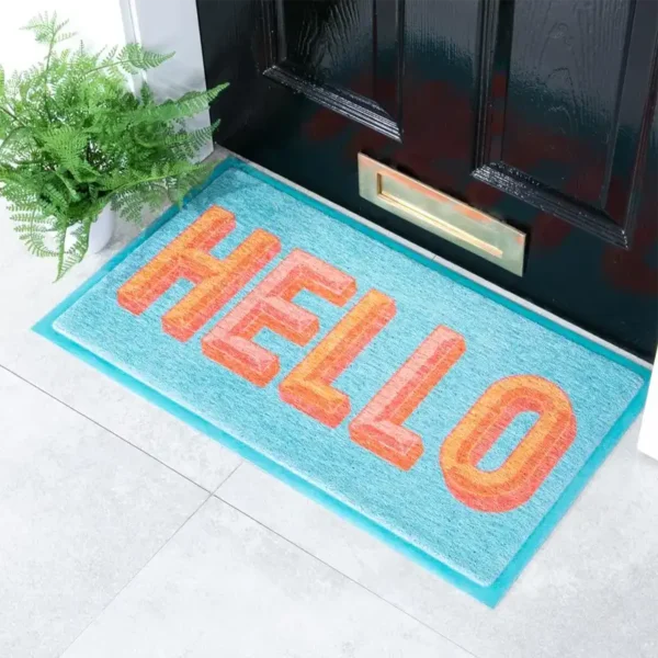 Blue Hello Doormat