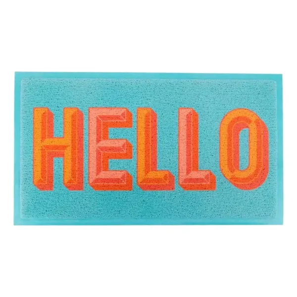 Doormat Blue Hello