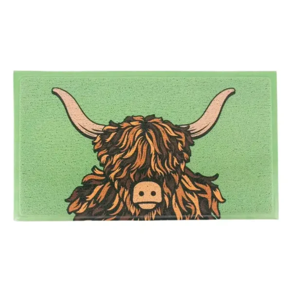 Doormat Green Highland Cow