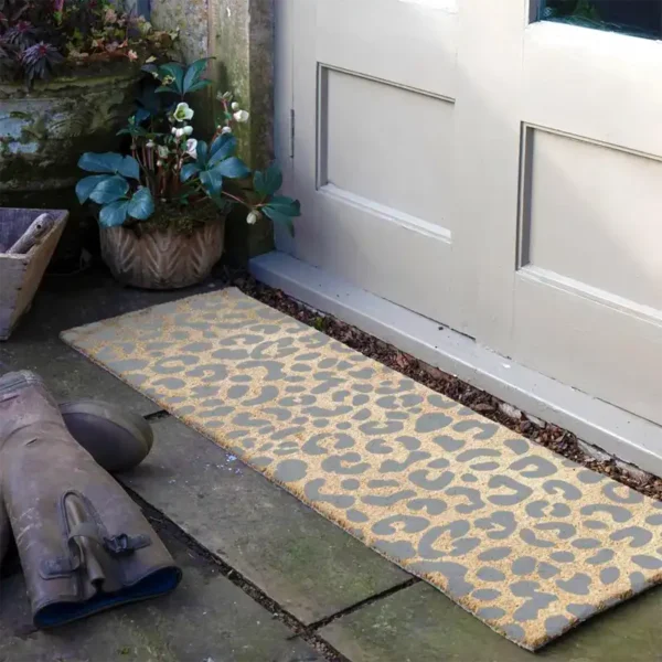 Double Doormat Grey Leopard Print