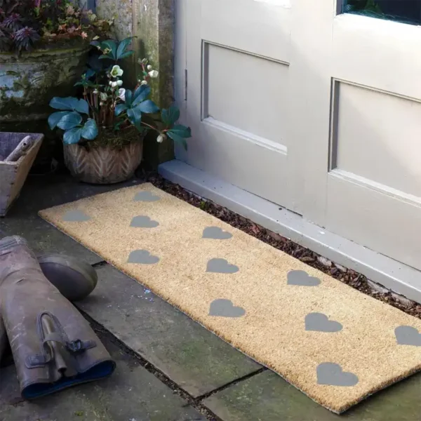 Double Doormat Hearts Grey