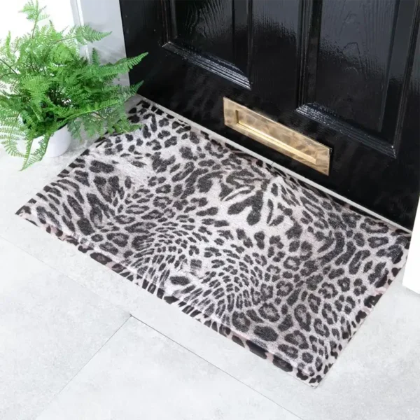 Grey Leopard Print Doormat