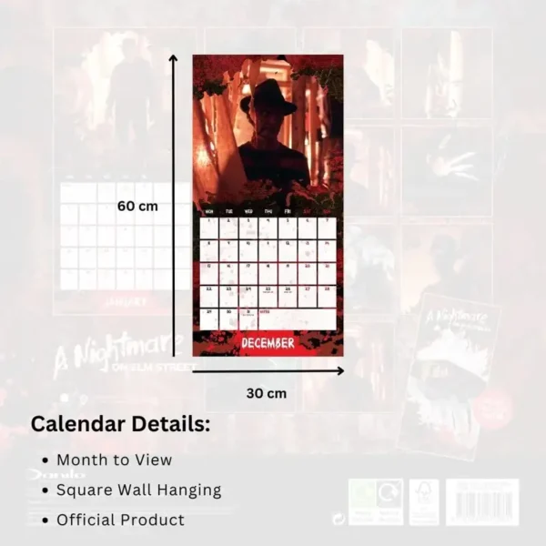 Nightmare on Elm Street Calendar 2025