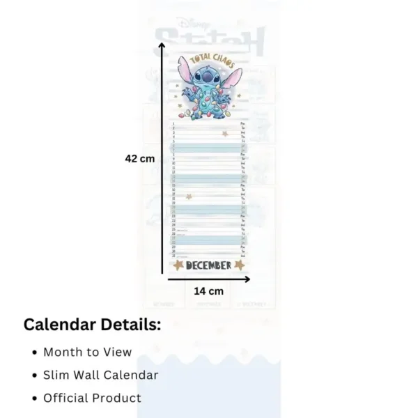 2025 Disney Stitch Slim Calendar