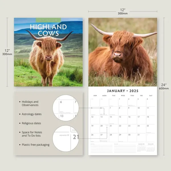 2025 Highland Cows Calendar