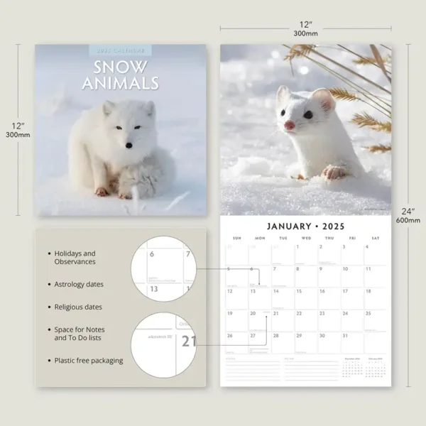 2025 Snow Animals Calendar