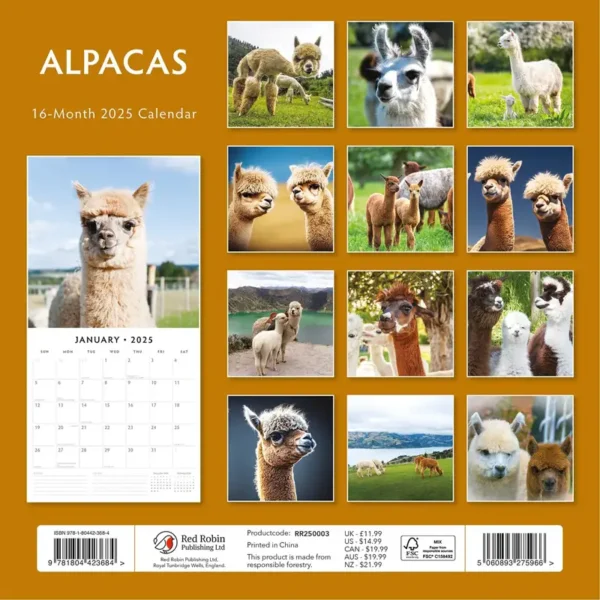 Alpacas 2025 Calendar