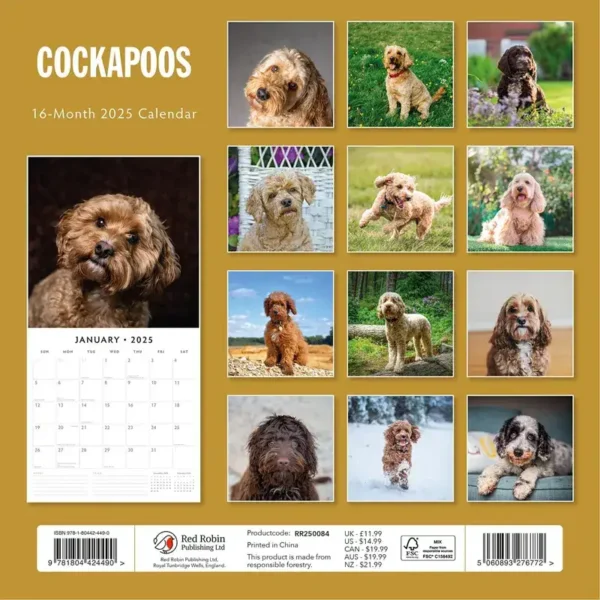 Cockapoo Dogs 2025 Calendar