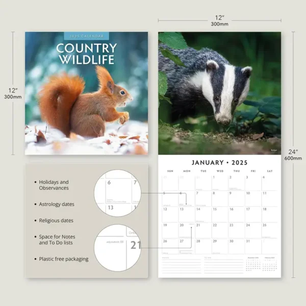 Country Wildlife 2025 Calendar