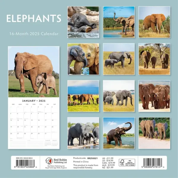 Elephants 2025 Calendar