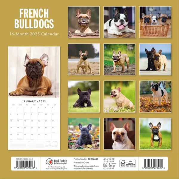 French Bulldogs 2025 Calendar