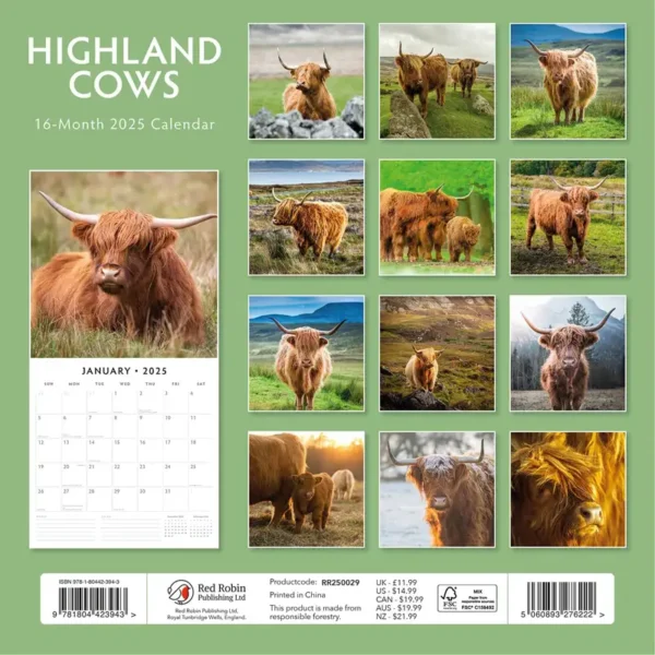 Highland Cows 2025 Calendar