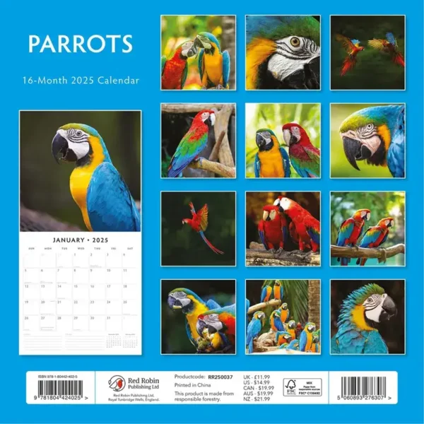 Parrots 2025 Calendar