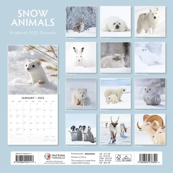 Snow Animals 2025 Calendar