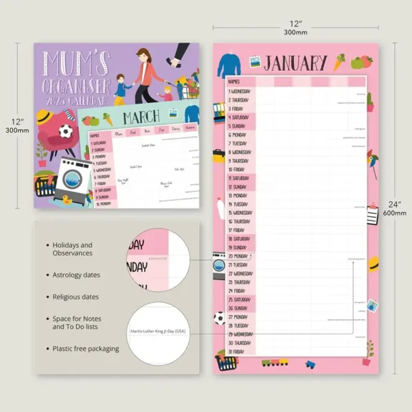 2025 Mums Organiser Calendar