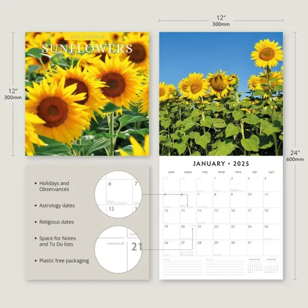 2025 Sunflowers Calendar