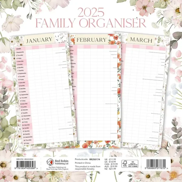 Family Organiser Calendar 2025