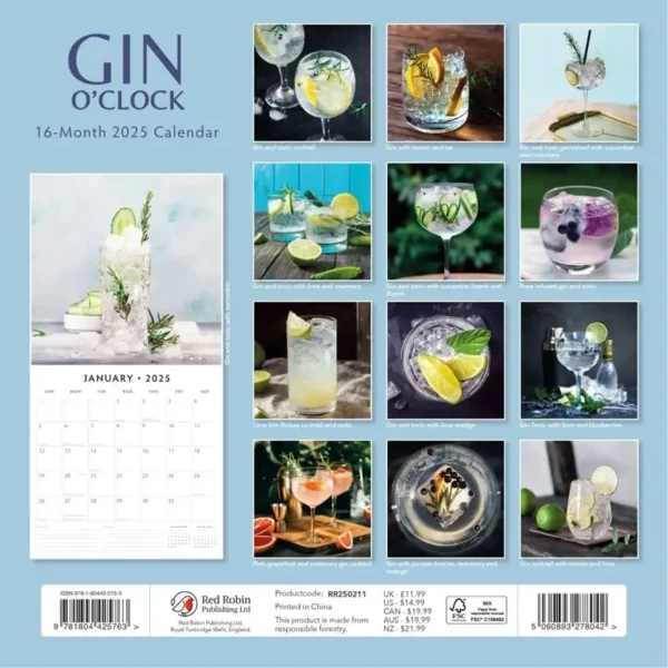 Gin O'Clock 2025 Calendar