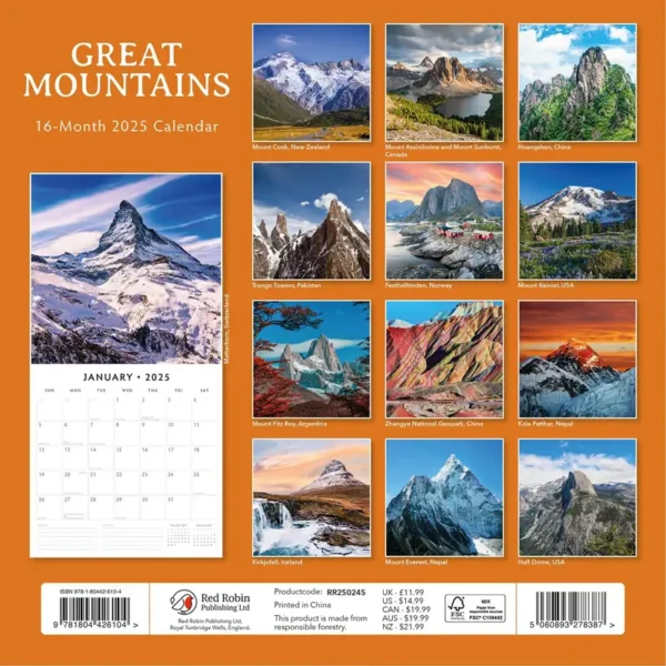 Great Mountains 2025 Calendar