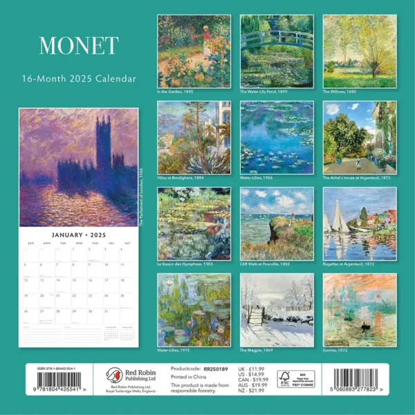 Monet 2025 Calendar