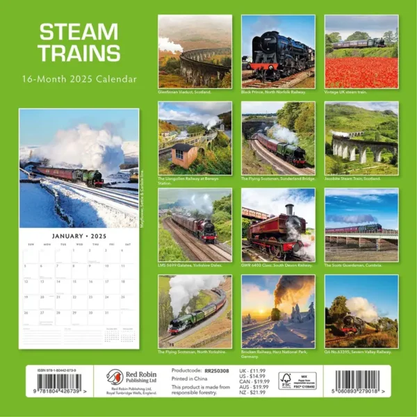 Steam Trains 2025 Calendar