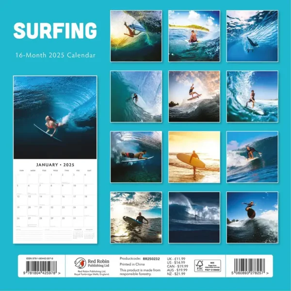 Surfing 2025 Calendar