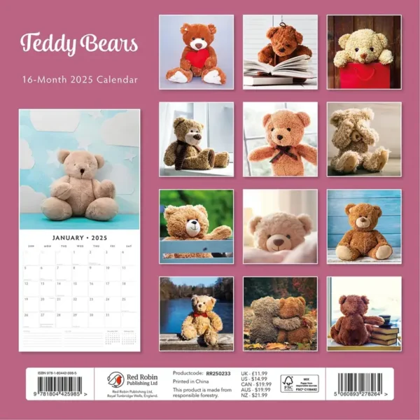 Teddy Bears 2025 Calendar