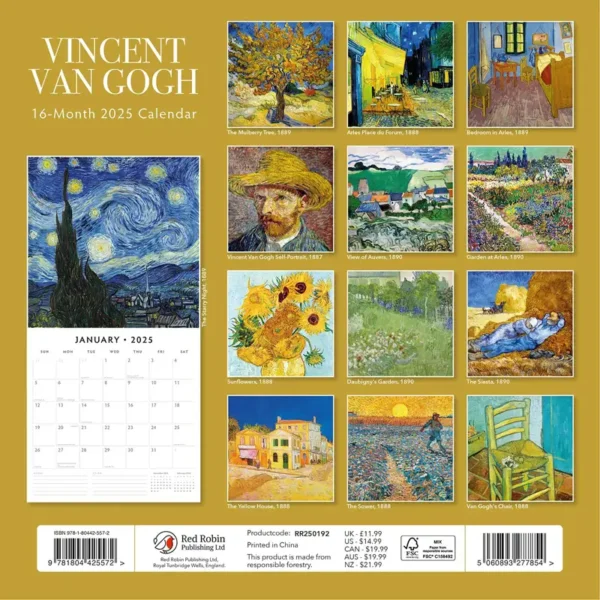 Van Gogh 2025 Calendar